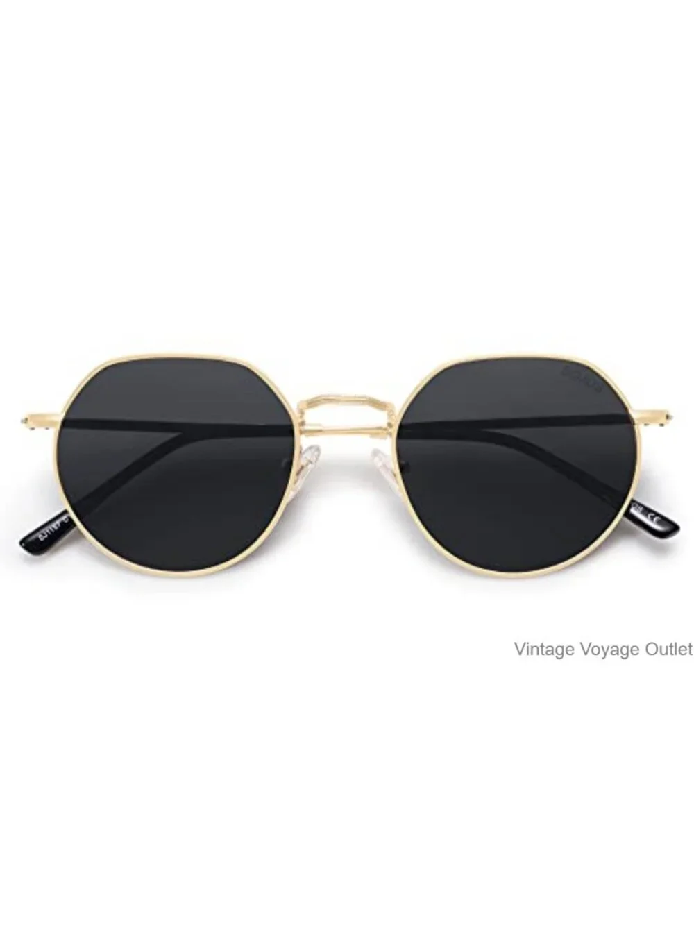 Retro Panto Rounded Polarized Sunglasses Metal Wire Frames Adjustable Nose Pads